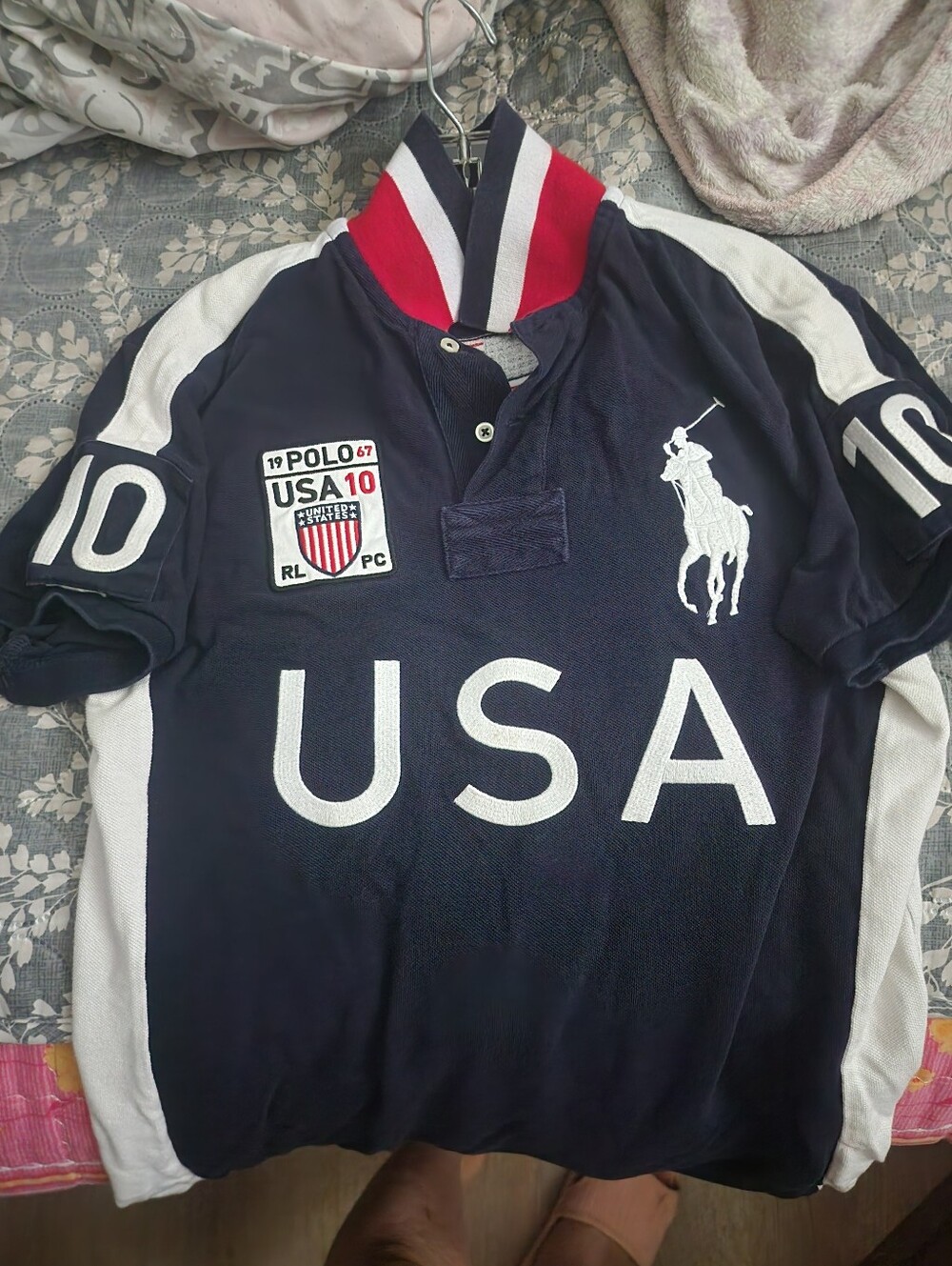 Ralph Lauren Navy and White USA Polo Shirt. Unisex. - Picture 7 of 10